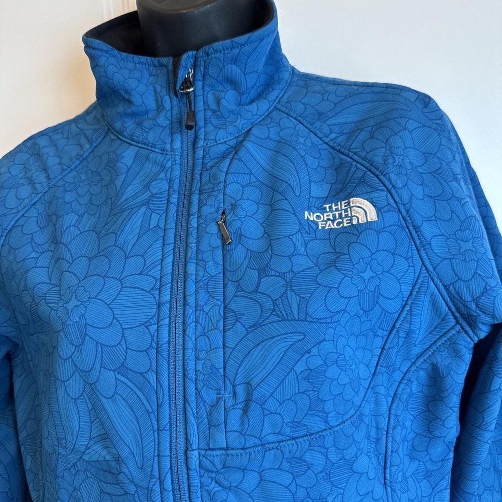 North Face Apex Bionic Softshell Jacket Blue Botanical Print Womens Sz Small - Picture 2 of 12